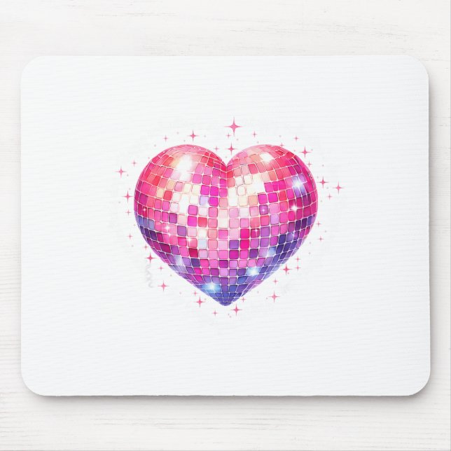 Mousepad Happy Valentine's Day Coquette Nk Disco Ball Heart (Frente)