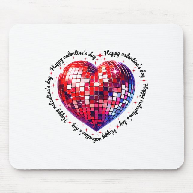 Mousepad Happy Valentine's Day Funny Coquette Red Disco Bal (Frente)
