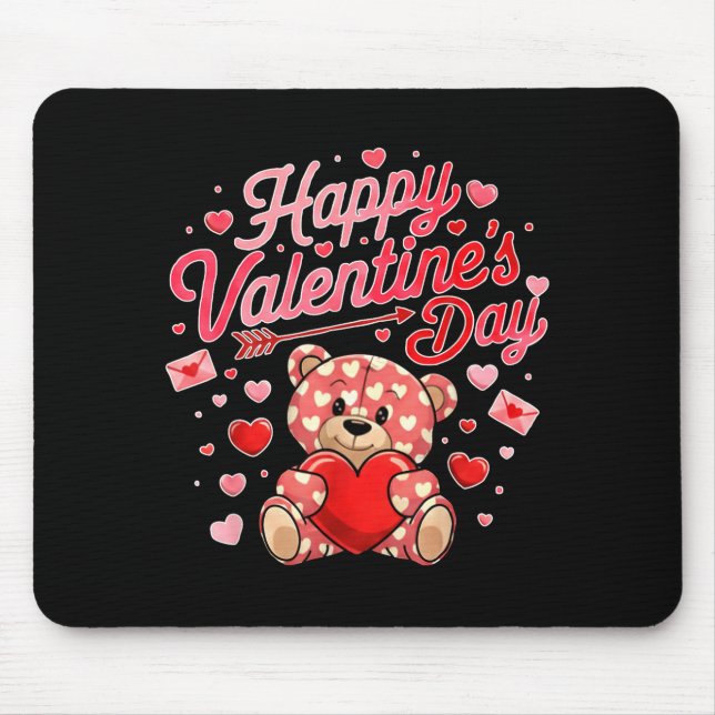 Mousepad Happy Valentines Day Women Cute Bear Valentine Hea (Frente)