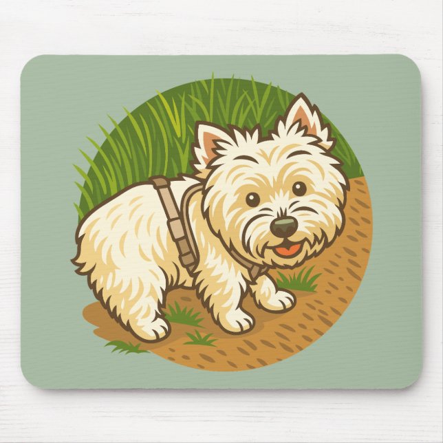 Mousepad Happy Westie on Nature Trail (Frente)