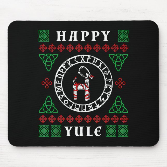 Mousepad Happy Yule Pagan Wicca Ugly Christmas Sweater  (Frente)