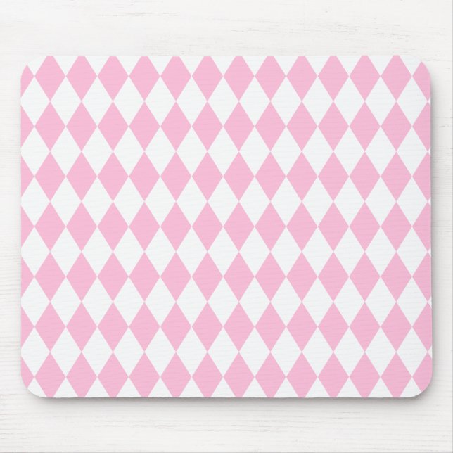 Mousepad Harlequin rosa e branco (Frente)
