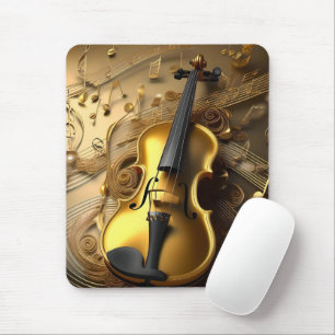 Mousepad Harmonia de ouros: Violino Vintage em Notas de Shi