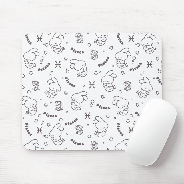 Mousepad Harmonia de peixes: Arte em Linha de Padrões de So (Com mouse)