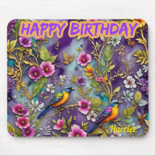 Mousepad HARRIET ~ Aves Flores ~ Cartões de aniversários ~
