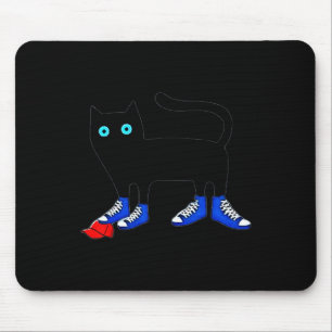 Mousepad Harris Cat Vestindo Calçados de Canvas Azul Amostr