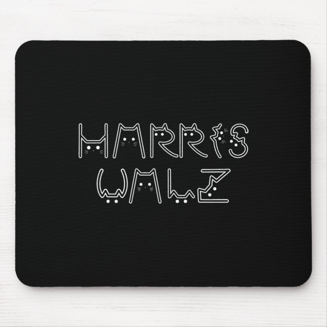 Mousepad Harris Tim Walz Cat - Letra Font Design 2024 (Frente)