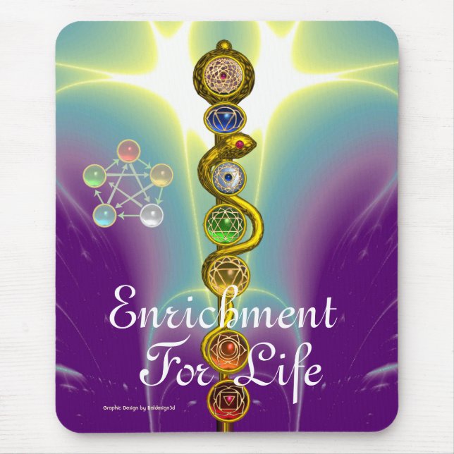 MOUSEPAD HASTE DE ASCLEPIUS, 7 CHAKRAS, IOGA, ENERGIA (Frente)