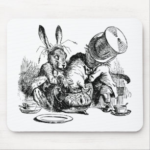 Mousepad Hatter louco e lebre de março que dunking o