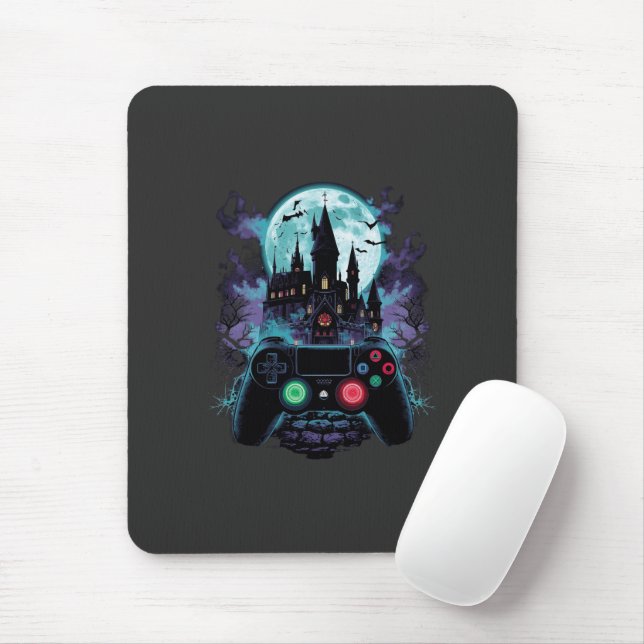 Mousepad Haunted Castle Horror Gamer Design (Com mouse)
