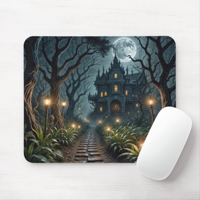 Mousepad Haunted Mansion In Moonlight (Com mouse)