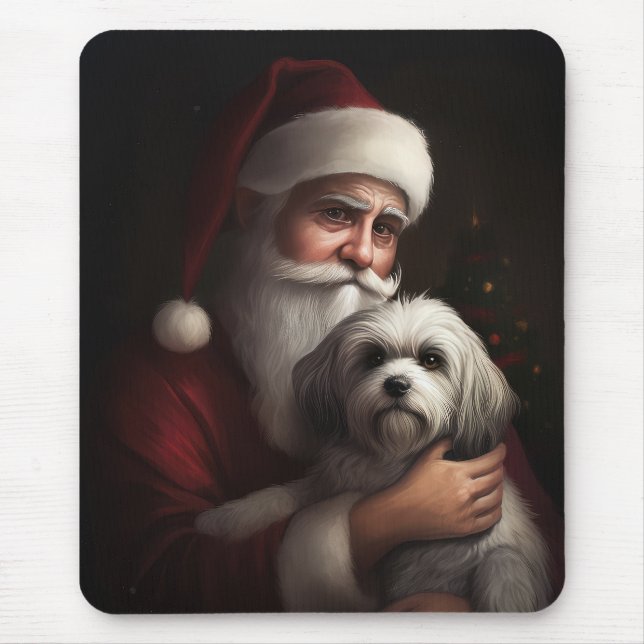 Mousepad Havanês com Papai Noel Natal Festivo (Frente)