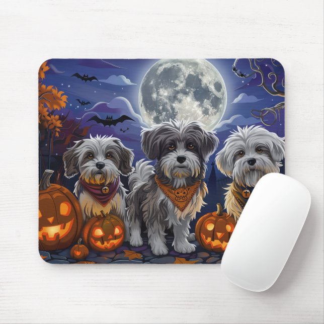 Mousepad Havanês Halloween Assustador (Com mouse)