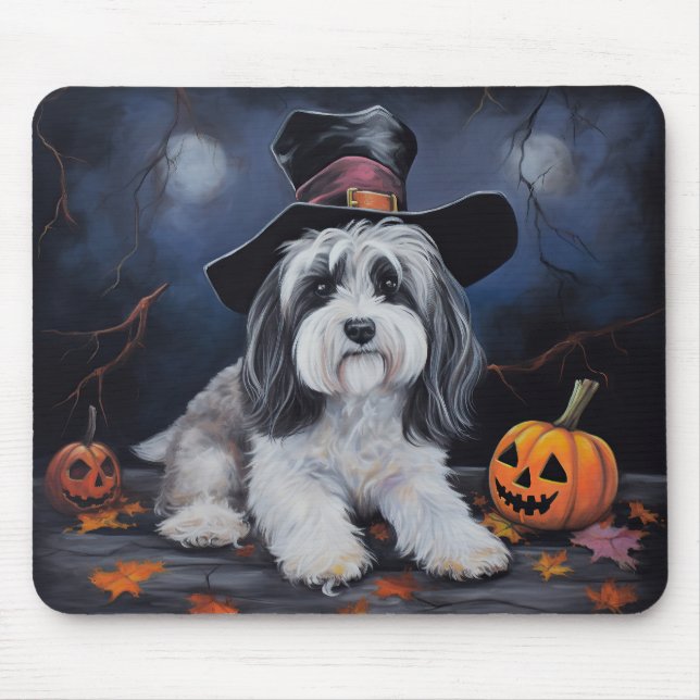Mousepad Havanese Pumpkins Halloween Scary (Frente)