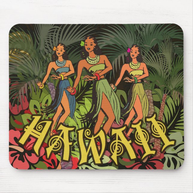Mousepad Hawaii Aloha Palm Hula Art Design (Frente)