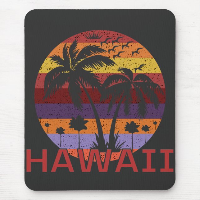 Mousepad Hawaii EUA Vintage Palm Trees Viagem (Frente)