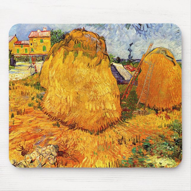 Mousepad Haystacks em Provença por Vincent van Gogh (Frente)