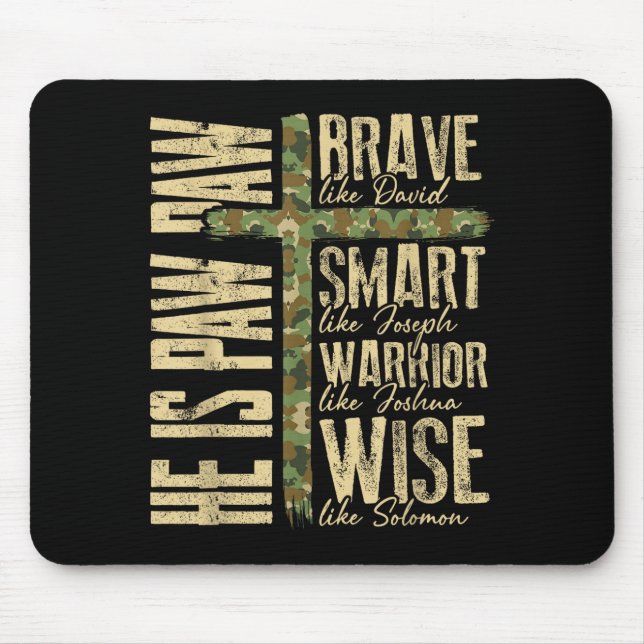 Mousepad He Is Paw Paw Camo Religious Fathers Day Christian (Frente)