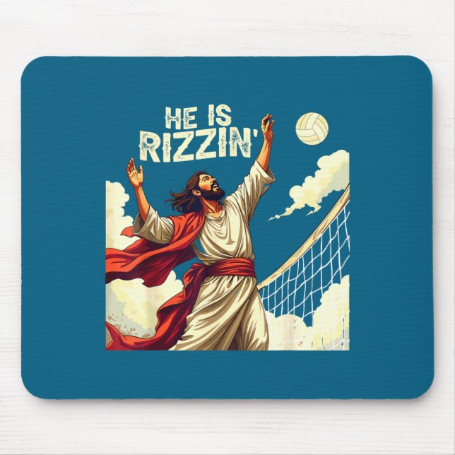 Mousepad He Is Rizzin Jesus Meme Quote Shirt Funny Volleyba (Frente)