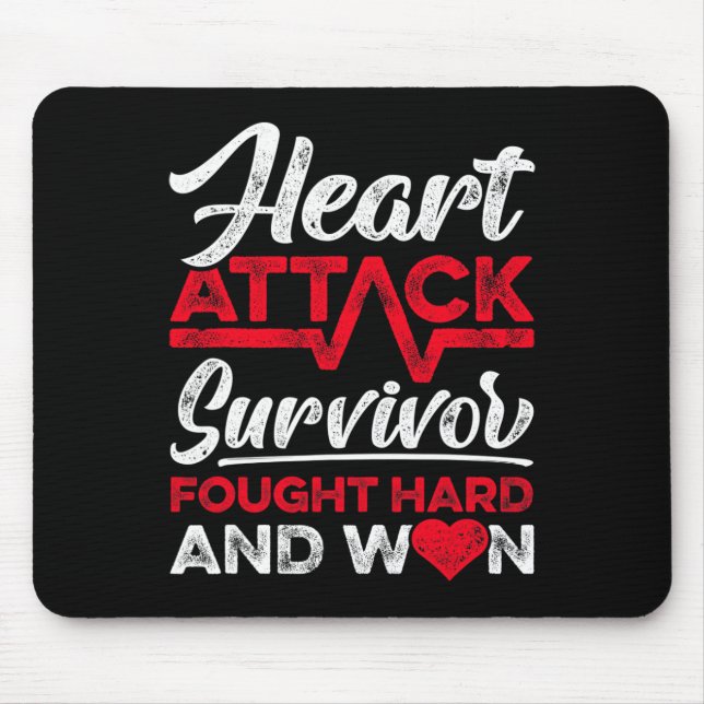 Mousepad Heart Attack Survivor Faught Hard And Won Red Ribb (Frente)