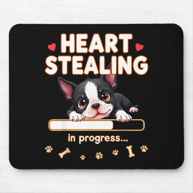 Mousepad Heart Boston Terrier Dog Funny Gift Bostie Puppy  (Frente)