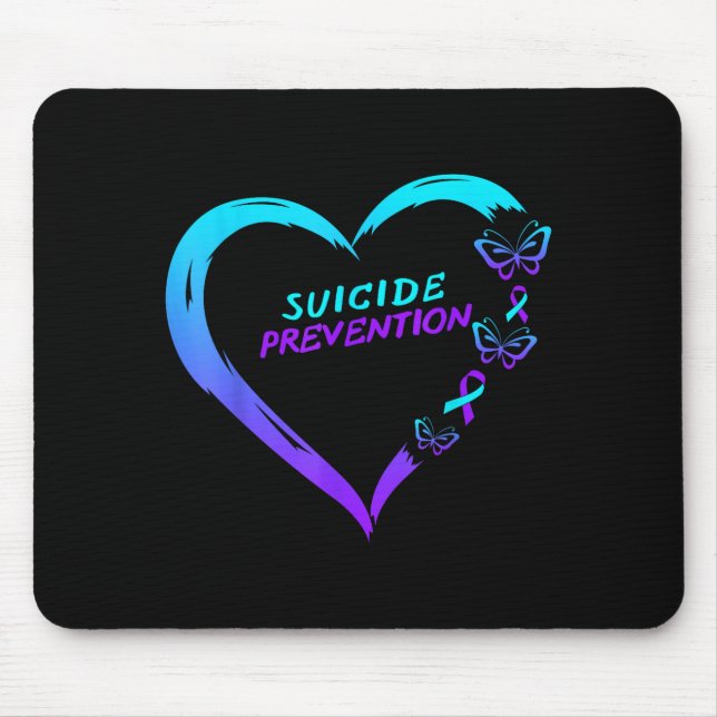 Mousepad Heart Butterfly Suicide Prevention Awareness  (Frente)