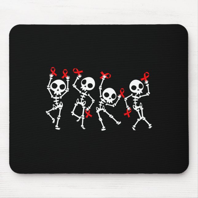 Mousepad Heart Disease Awareness Month Skeleton Red Ribbon  (Frente)