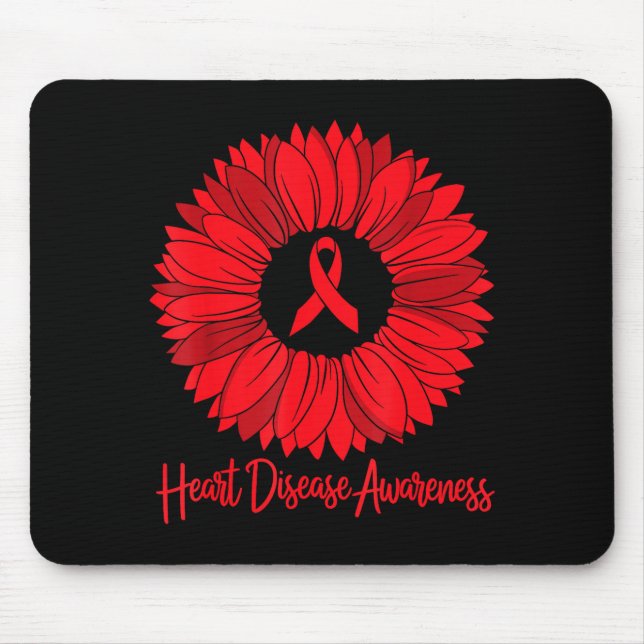 Mousepad Heart Disease Awareness Sunflower Go Red Women Hea (Frente)
