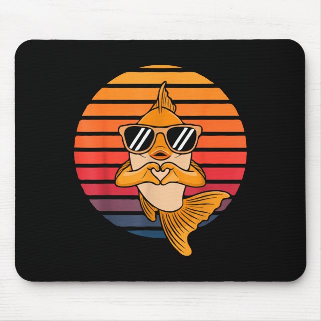 Mousepad Heart Hands Funny Retro Goldfish Lover Sungles Mak (Frente)