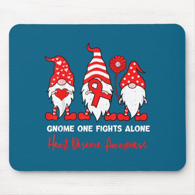 Mousepad Heart Health Gnome Heart Disease Awareness Chd Red (Frente)