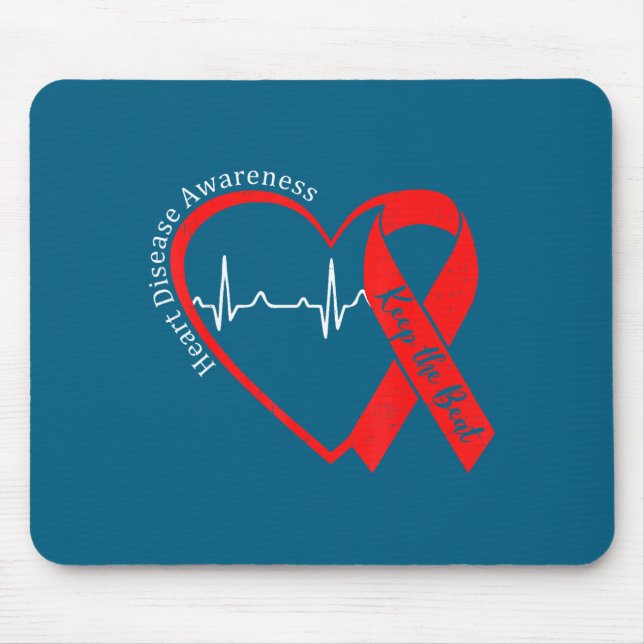Mousepad Heart Health Heart Disease Awareness Chd Heartbeat (Frente)