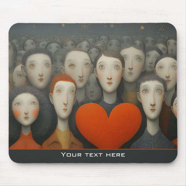 Mousepad Heart of the Crowd Whimsical Folk Art  (Frente)