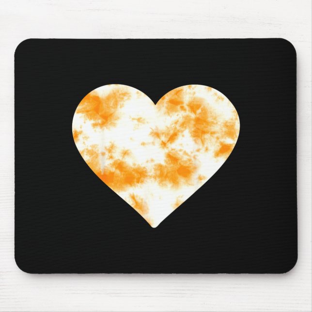 Mousepad Heart Orange Tie Dye - Cute Valentines Day Graphic (Frente)