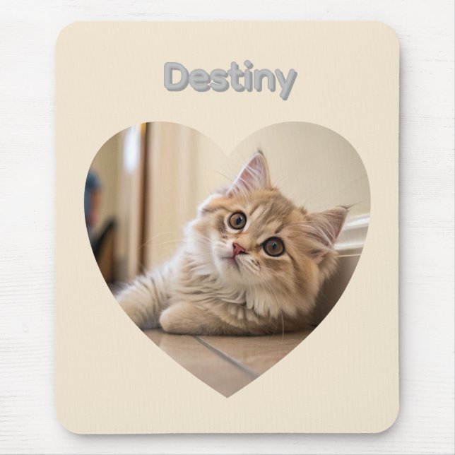 Mousepad Heart-Shaped Cat Design (Frente)