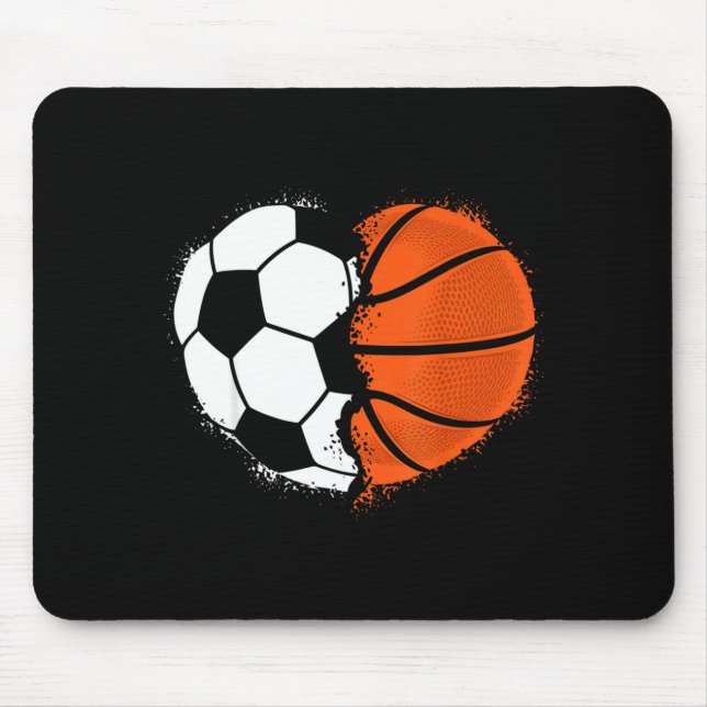 Mousepad Heart Srts Soccer Basketball Ball Lover Valentines (Frente)