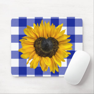 Mousepad Heart Sunflower na Xadrez de Buffalo