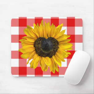 Mousepad Heart Sunflower na Xadrez de Buffalo