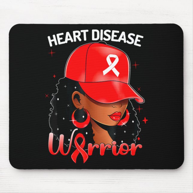 Mousepad Heart Warrior Red Black Woman Heart Disease Awaren (Frente)