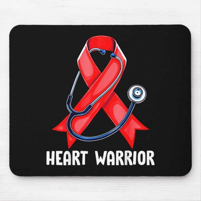 Mousepad Heart Warrior Stethoscope Red Nurse Heart Disease  (Frente)
