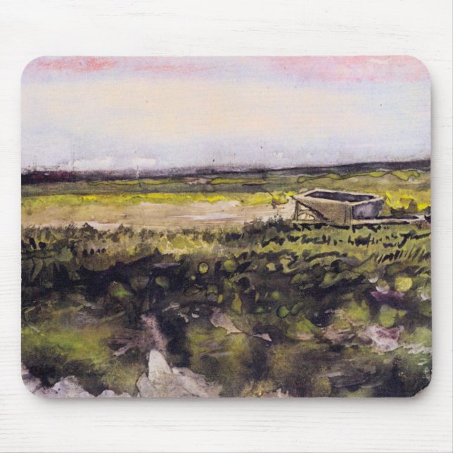Mousepad Heath com um Wheelbarrow por Vincent van Gogh (Frente)