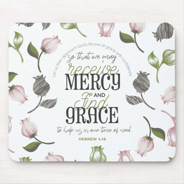 Mousepad Hebraico 4:16 citação com branco de arte floral (Frente)