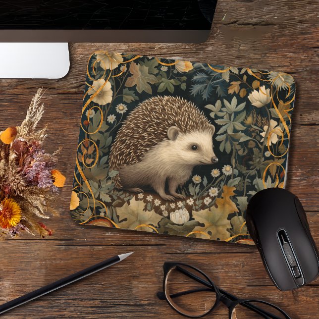 Mousepad Hedgehog no estilo Forest William Morris (Criador carregado)