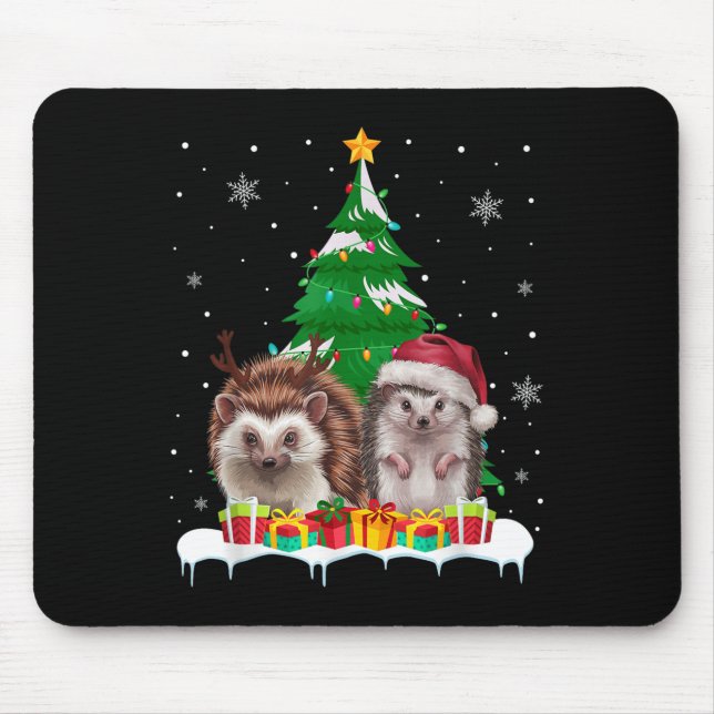 Mousepad Hedgehog Papais noeis de Luzes de Árvore de Natal  (Frente)