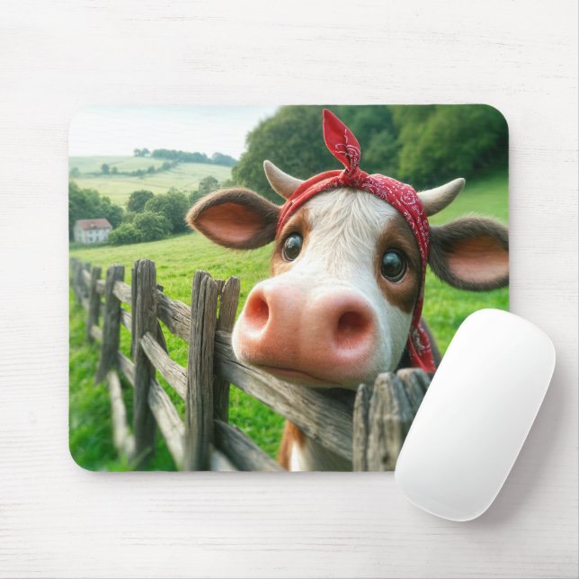 Mousepad Heifer Cow Vestindo um Kerhead (Com mouse)