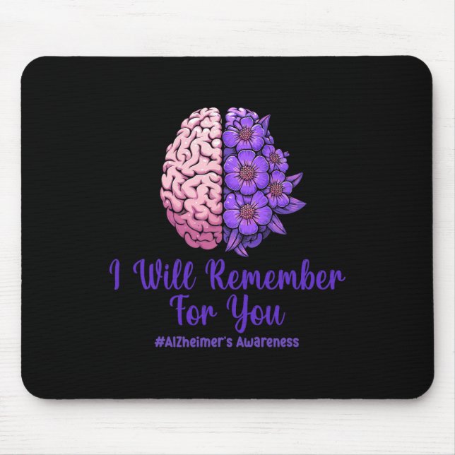 Mousepad Heimerheimer Roxo Cérebro Floral Eu Vou Lembrar De (Frente)