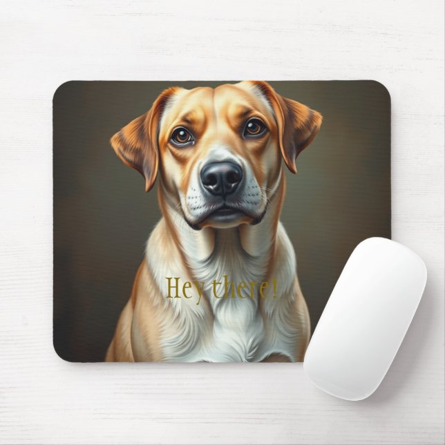 Mousepad Hej, ali cão bonitinho de arte Ilustração Legal (Com mouse)