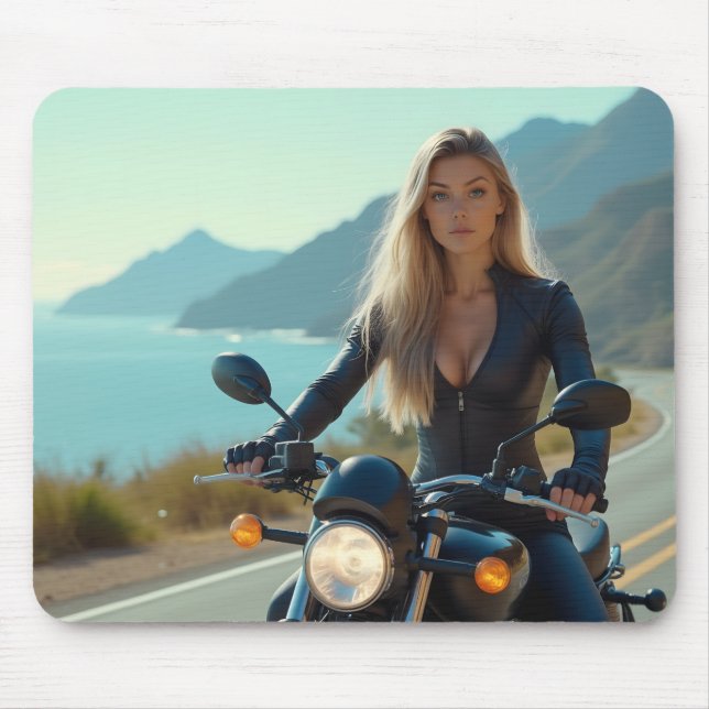 Mousepad Helena Chevalier sobre a viagem de motocicleta cos (Frente)