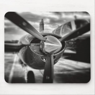 Mousepad Hélice de avião preto e branco