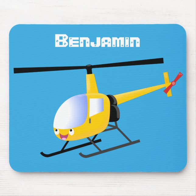 Mousepad Helicóptero de animação amarelo giro (Frente)