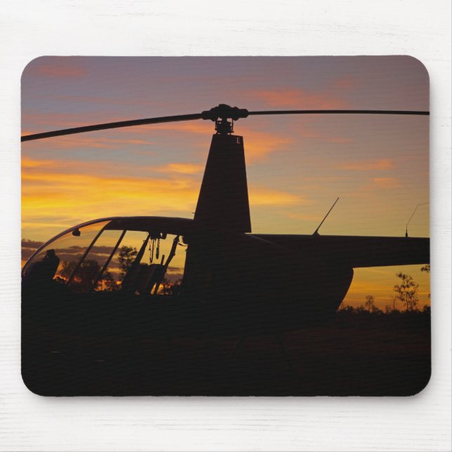 Mousepad Helicóptero Robinson R44 no pôr do sol (Frente)